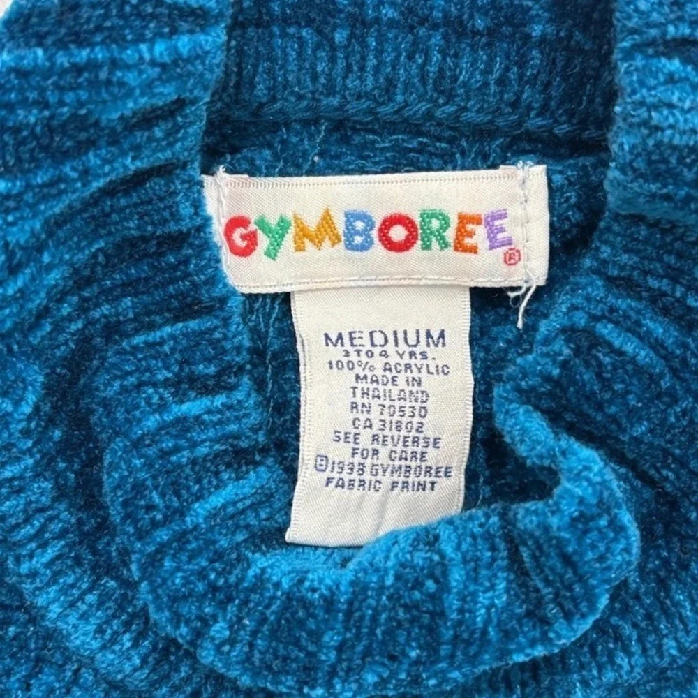 Vintage 1998 Gymboree Kids‎ Teal Blue Mock Neck Ribbed Sweater Size M 3-4